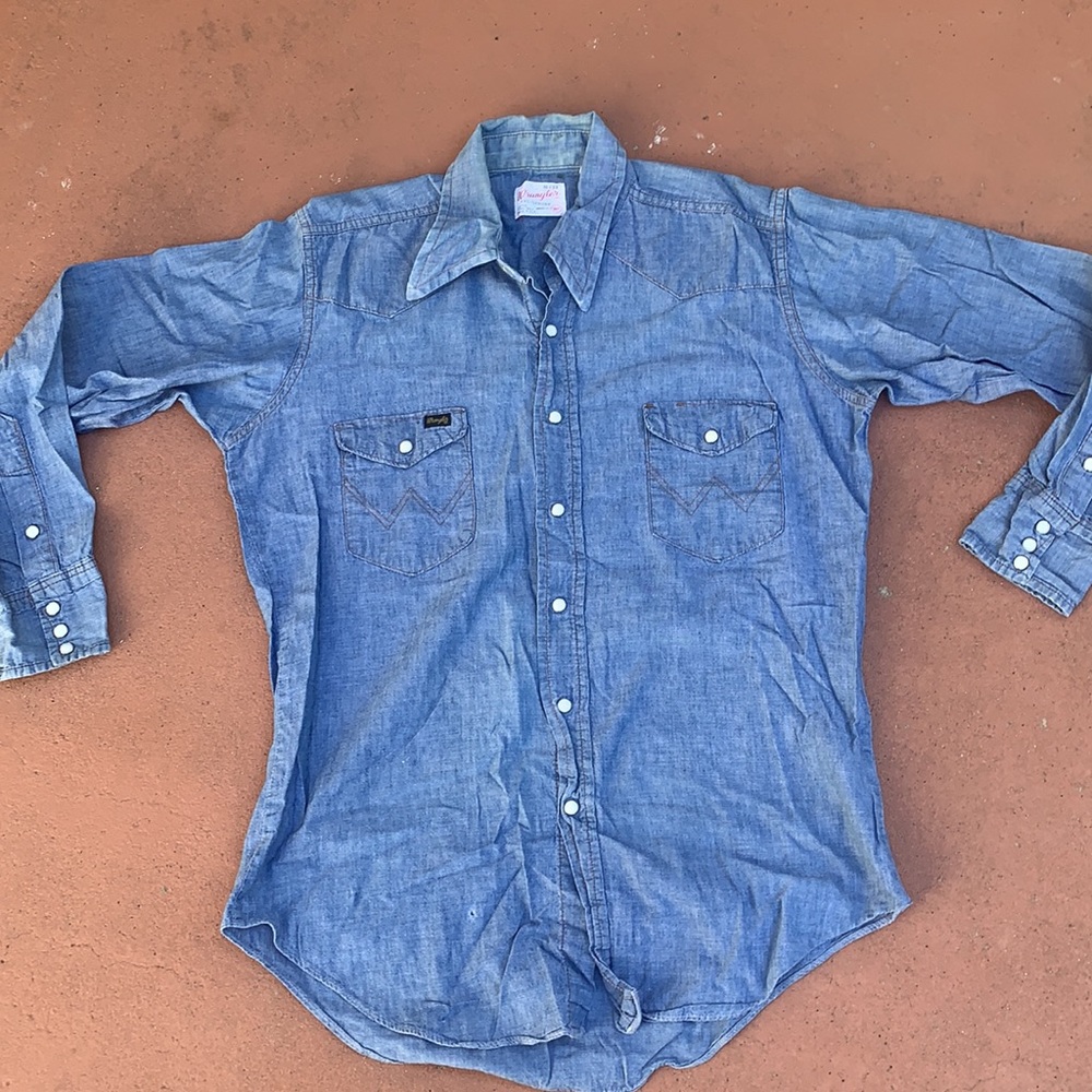 Vintage 1960 Men’s Wrangler Pearl Snap Denim Shirt - image 5